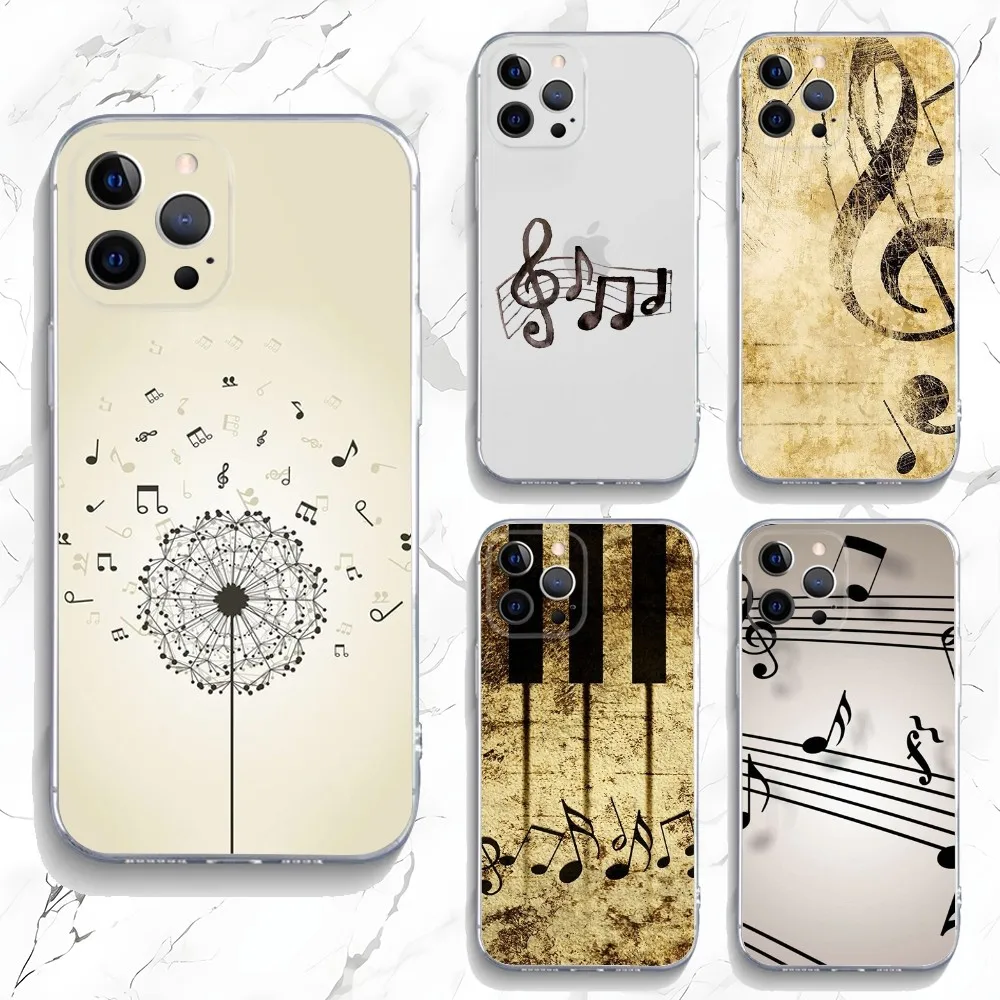 

Music Notes Phone Case For iPhone 15,14,13,12,11 Plus,Pro,Max,XR,XS,X,7,8 Plus,SE,Mini Transparent Silicone Soft