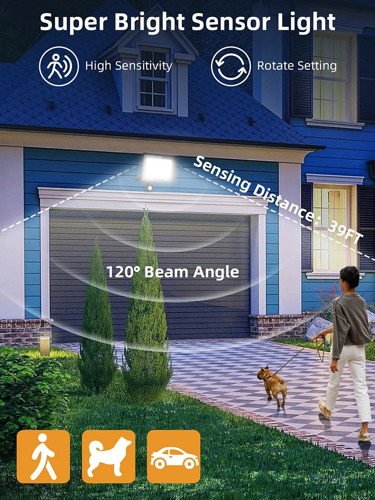 LED Floodlight PIR Motion Sensor Outdoor Light 20W 30W 50W 100W  200W AC220V Waterproof Outdoor Projector Spotlight For Garden