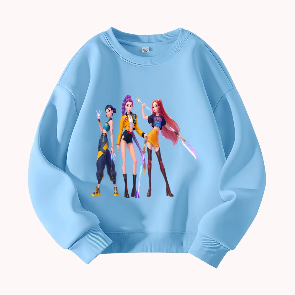 سويت شيرت Anime Girl Trio برقبة دائرية وطباعة جرافيك كاجوال بأكمام طويلة للنساء المراهقات #6