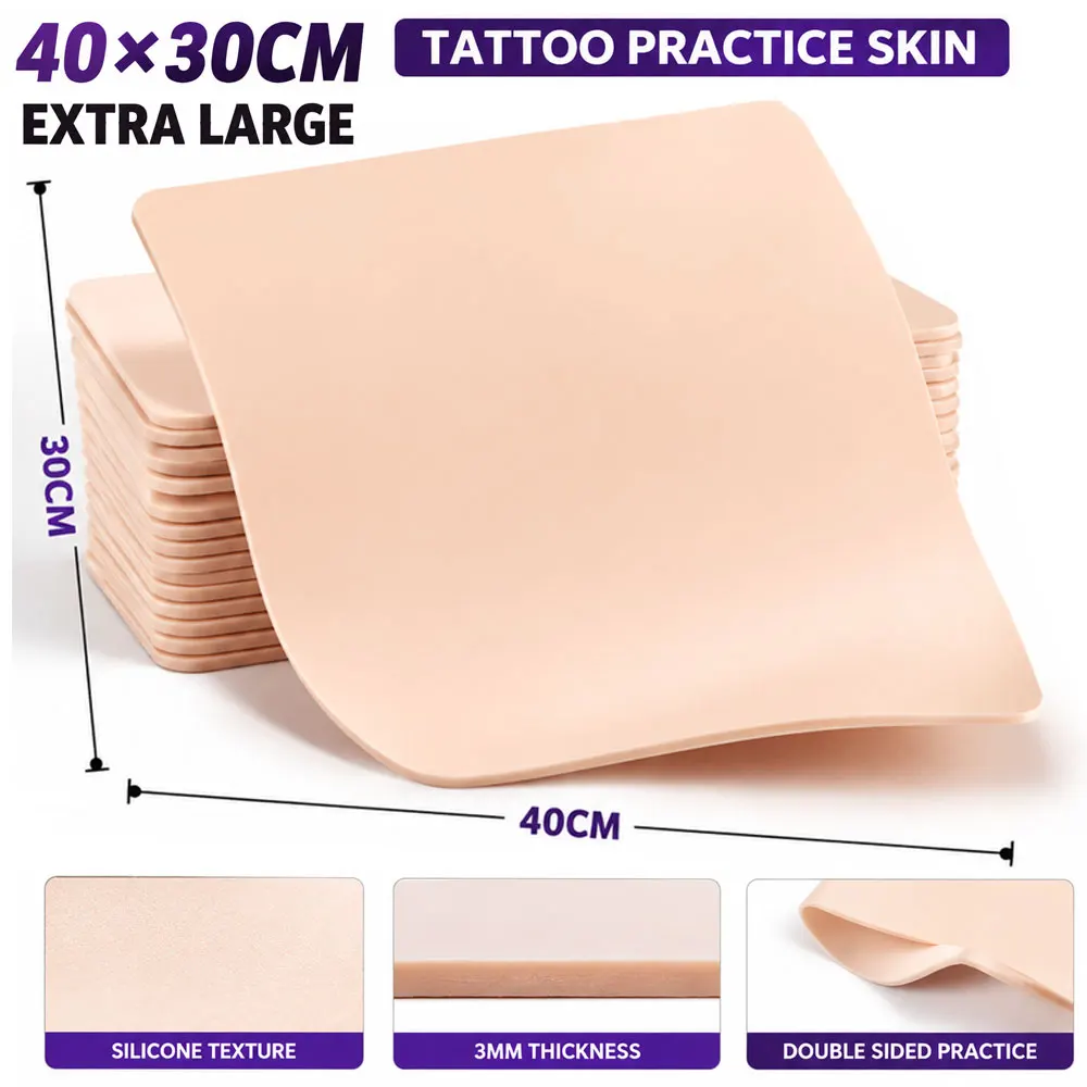 40X30cm Extra Large Tattoo Practice Skin 3mm Double Side Blank Silicone Permanent Makeup Synthetic Leather Training Fake Skin