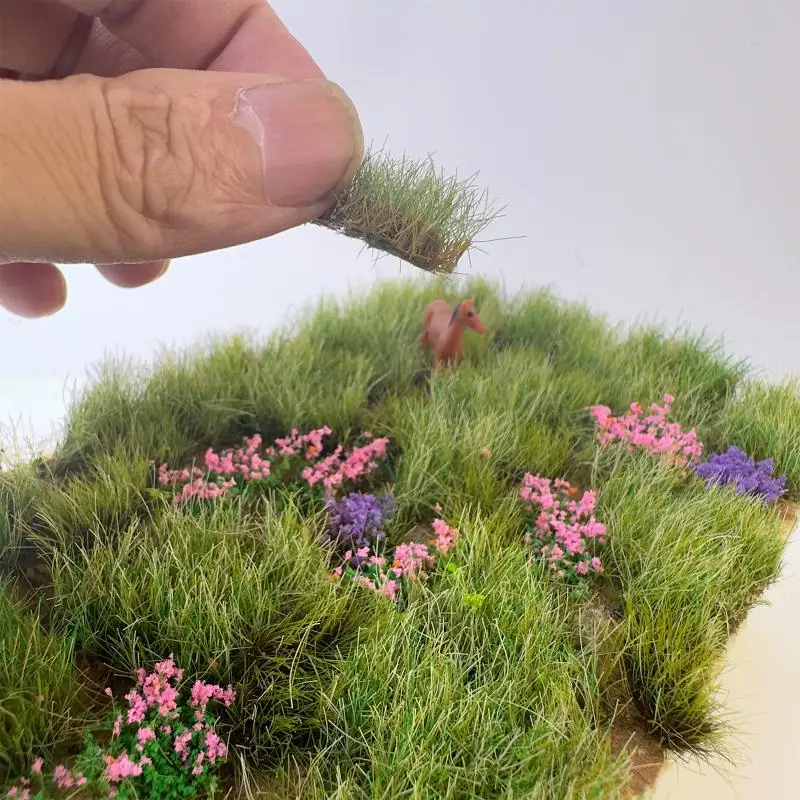 New 1.2CM Simulation Grass Lawn Model Grass Cluster Plant Vegetation Platform Decor DIY Sandtable/Railway/Garden Scenery 1BOX