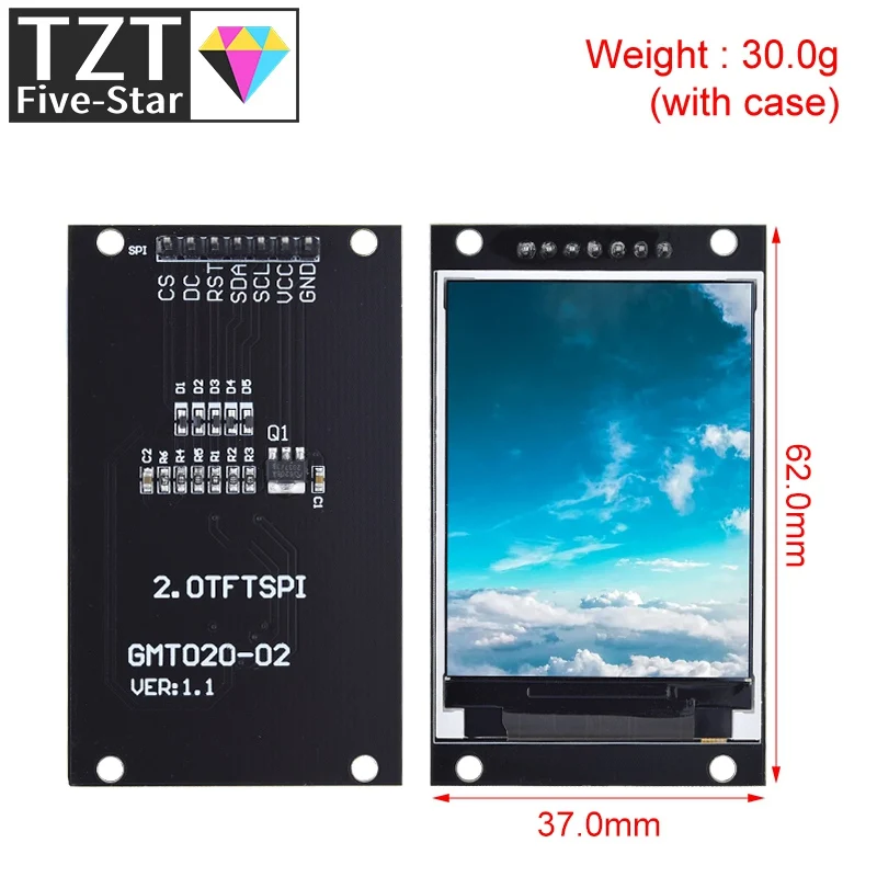 2.0 inch TFT Display OLED LCD Drive IC ST7789V 240RGBx320 Dot-Matrix SPI Interface for Arduio Full Color LCD Display Module