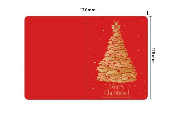 6 pçs/set vermelho cartões de natal com folha de ouro árvore de natal santa veados cartões de férias para presente de ano novo, família, amigos