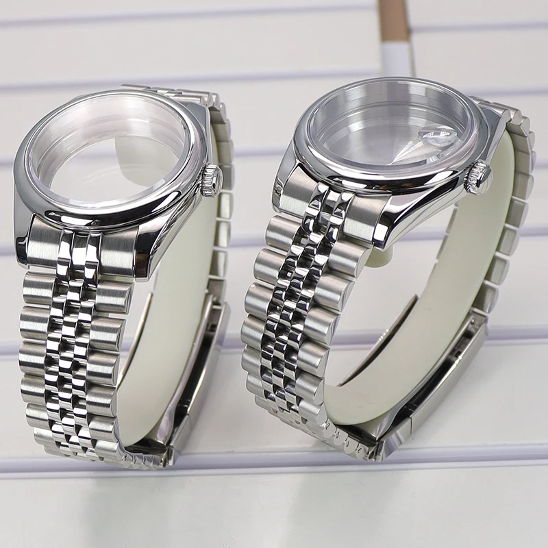 36mm/39mm Luxusgehäuse für NH35 NH36 NH38 Miyota 8215 Uhrwerk, Uhrengehäuse mit Saphirglas, Oyster/Jubilee-Armbandteile, 28,5mm Zifferblatt – Detail 7
