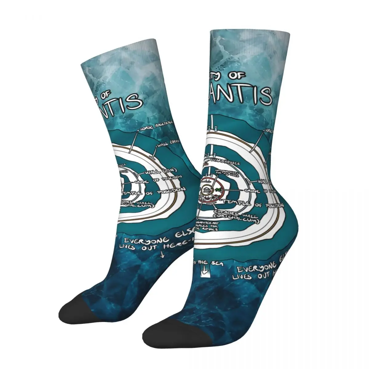 Retro Cute Men's compression Socks Unisex A-Atlantiss Harajuku Pattern Printed Novelty Crew Sock