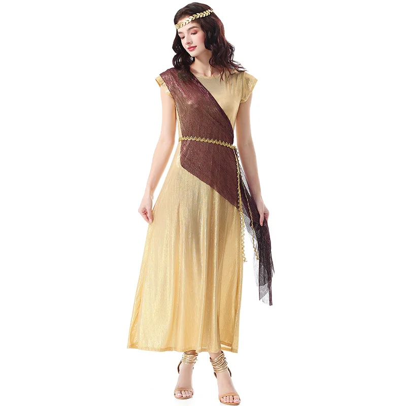 loween Queen Mitologia antica Personaggio Abito marrone Dr Costume etnico da donna Abbigliamento per spettacoli teatrali Manufa cinese...