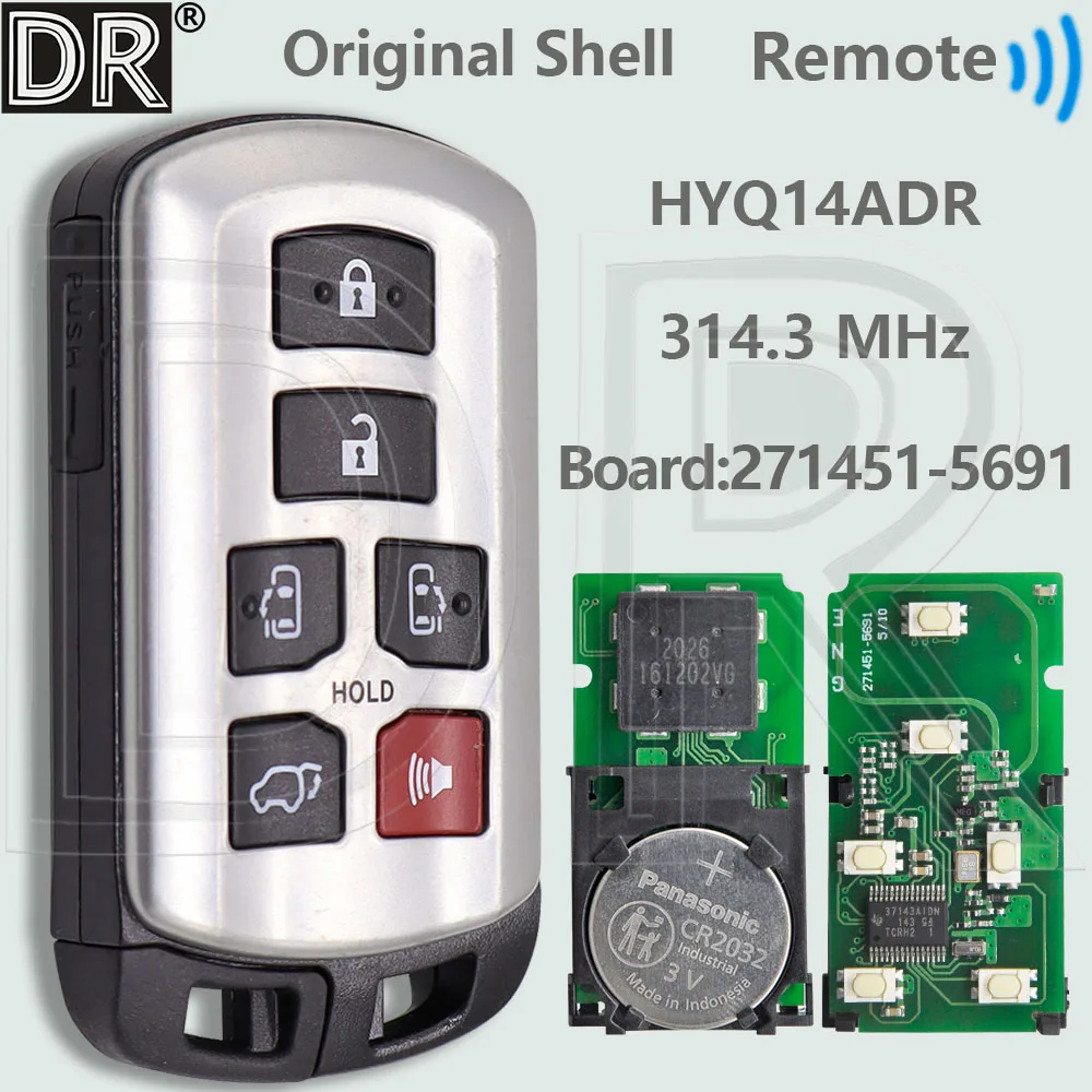 

DR HYQ14ADR ID74 Chip 314.3MHz Board 271451-5691 Car Remote Key For Toyota Sienna 2011 2012 2013 2014 2015 2016 2017 2018 2019