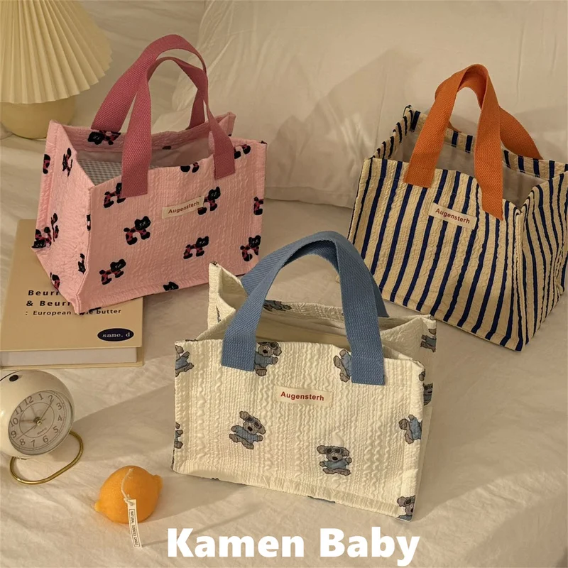 Large Capacity Lunch Box Bag Women's Portable Handheld Aesthetic Value High Ins Style Handbag for Office Workers