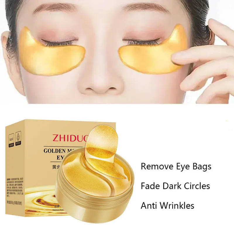 Mascarilla dorada suave e hidratante para ojos, elimina las ojeras, parches de colágeno para ojos, producto coreano para el cuidado de la cara