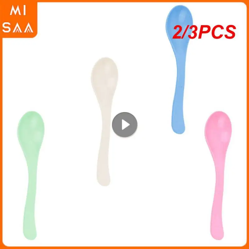 2/3PCS Baby Food Supplement Spoon Child Ice Cream 12g 16.5*3.9cm Kitchen Tools Dessert Spoon Wheat Straw Dessert Durable Spoon