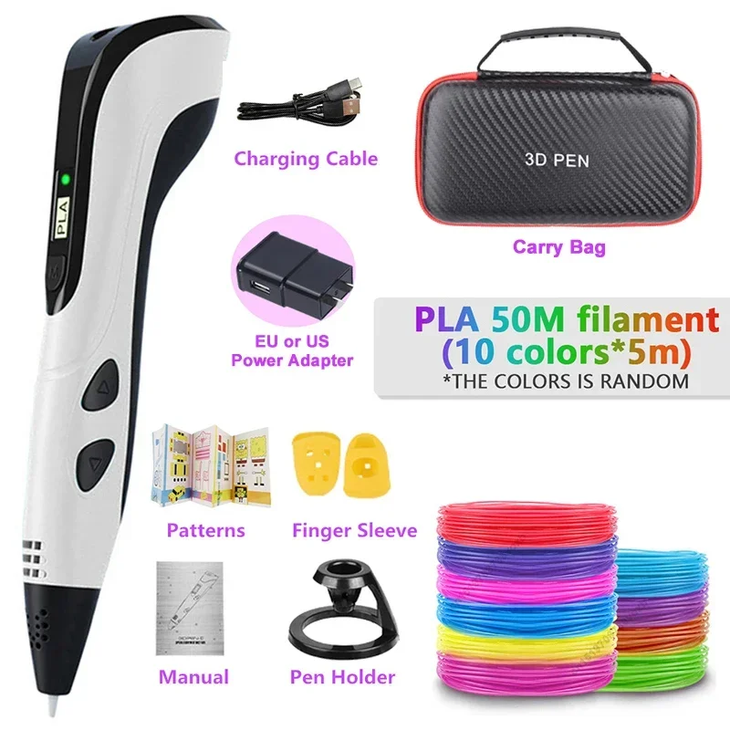 3D Printing Pen 3D Pen for Children Kids Creative DIY Pens Child's Birthday Gift with PLA Filament Portable Travel Case 2023