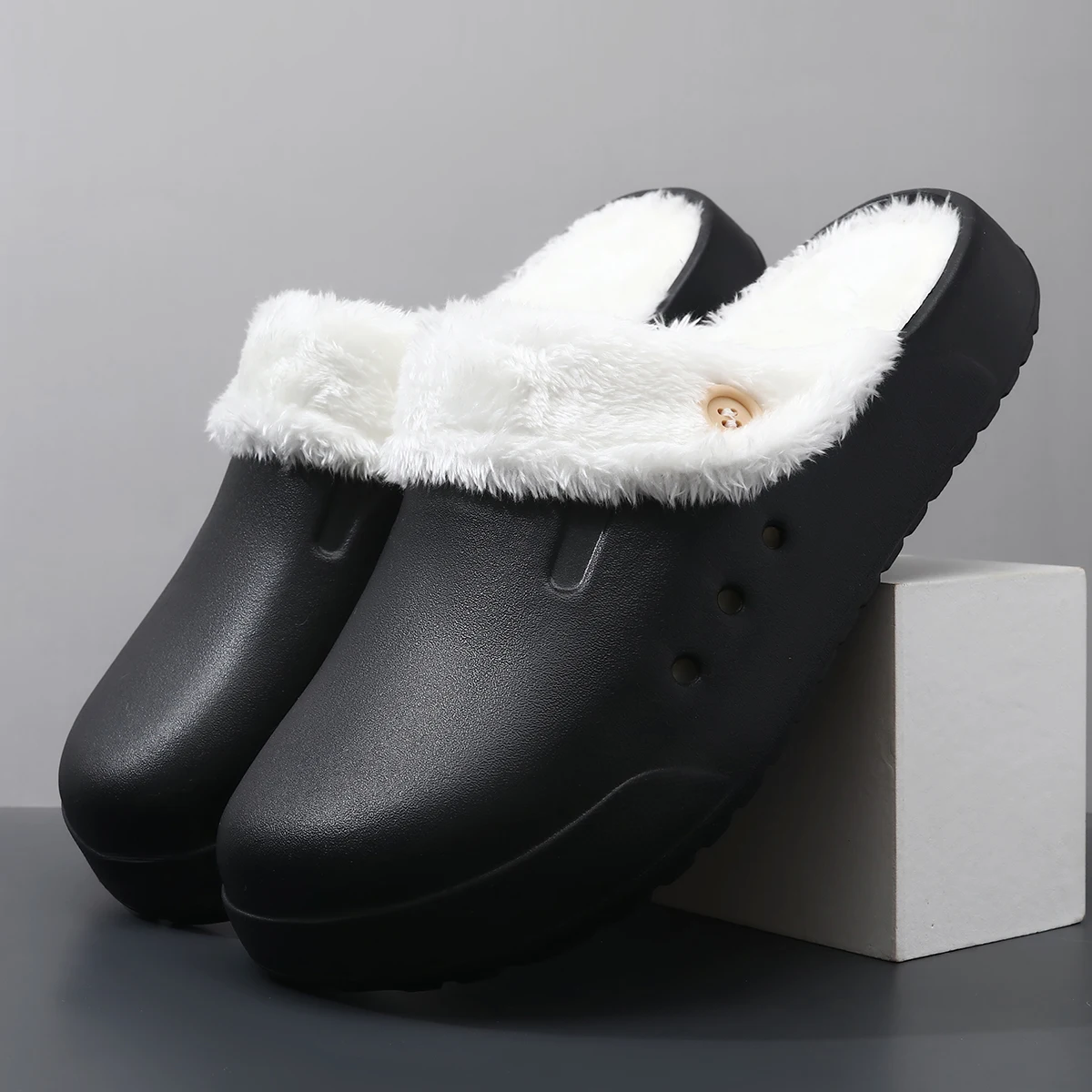 STRONGSHEN-Chinelos macios para homens e mulheres, sandália de pelúcia quente, tamancos de jardim, mulas, chinelos interiores, slide doméstico,