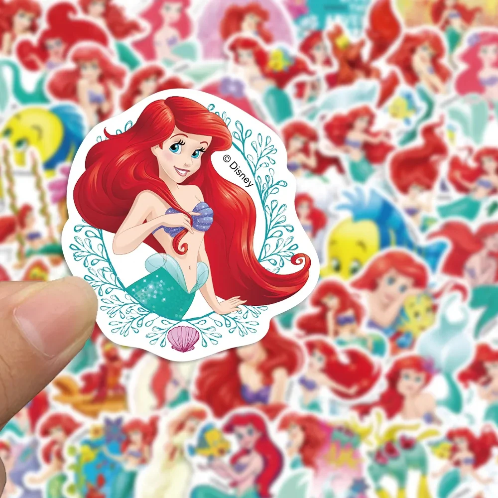 10/30/50 Uds. Pegatinas Kawaii de Disney de la Sirenita Ariel, pegatinas bonitas de princesas de dibujos animados, pegatinas para teléfono, maleta, pegatinas de Anime para niñas, juguetes