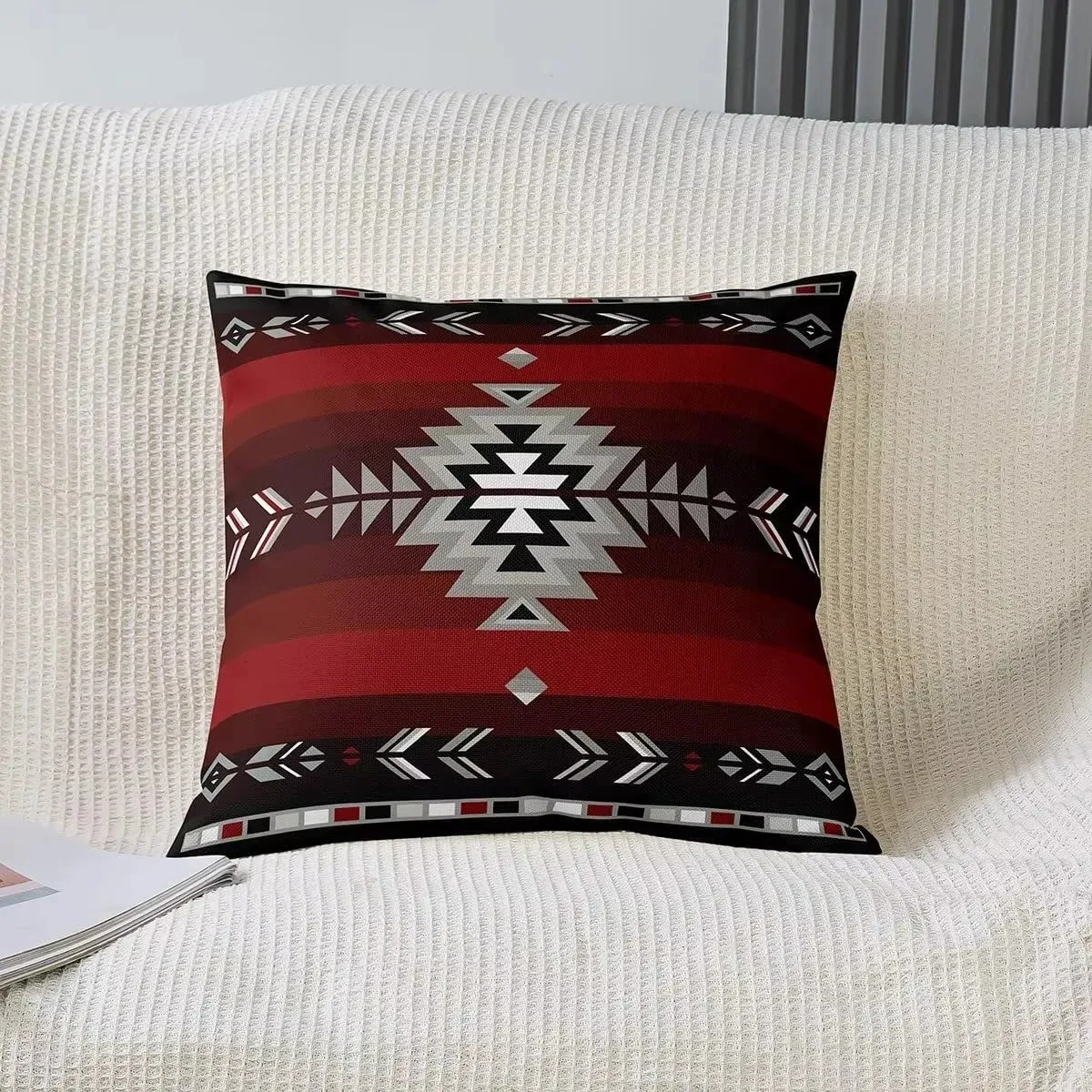 Geometric Reversible Throw Pillow Covers for Kids Tribal Pillow Covers Home Decor Red Grey 45x45cm 18x18Inch  40x40cm 16x16Inch