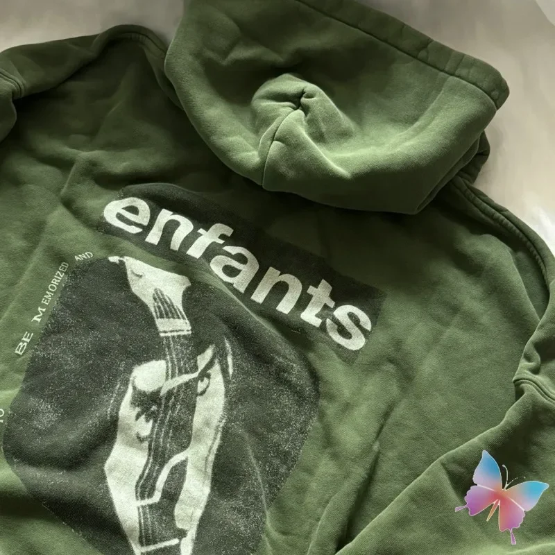 Green Retro Washed ERD Hoodie Letter Beard Portrait Illustration Oversized Men Women ENFANTS RICHES DEPRIMES Hooded Sweatshirts