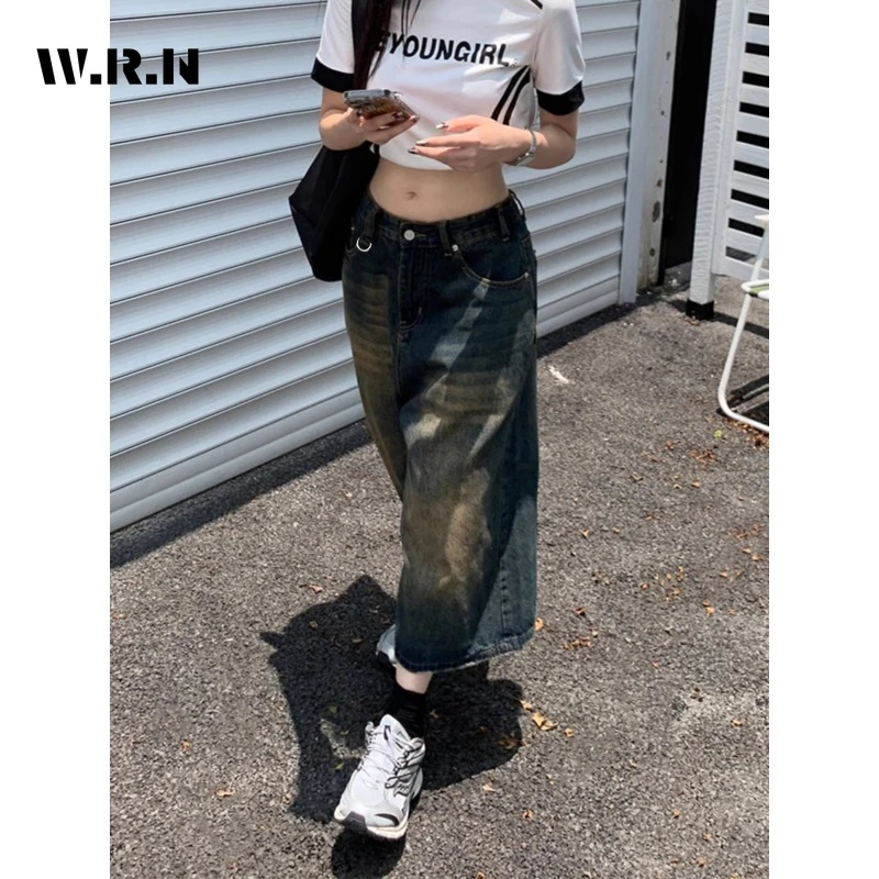 American Vintage High Waist Mid Long Baggy Denim Shorts Women's Casual 2000s Y2K Wide Leg Grunge High Street Style Shorts