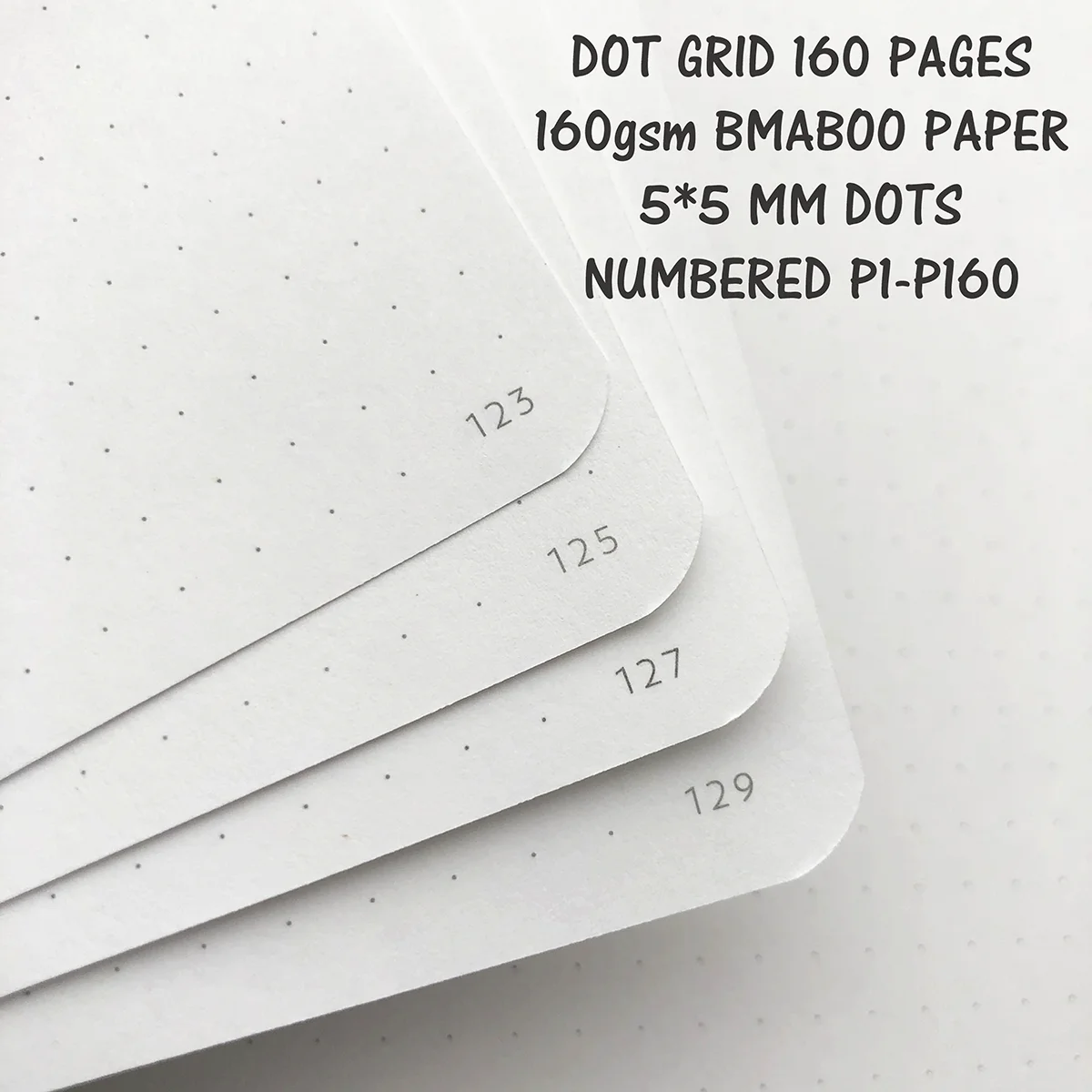 BUKE 5X5mm Journal Dot Gird Notebook 160 pagine, dimensioni 5,7x8,2 pollici, 160gsm carta di bambù Ultra spessa fai da te Bujo Planner