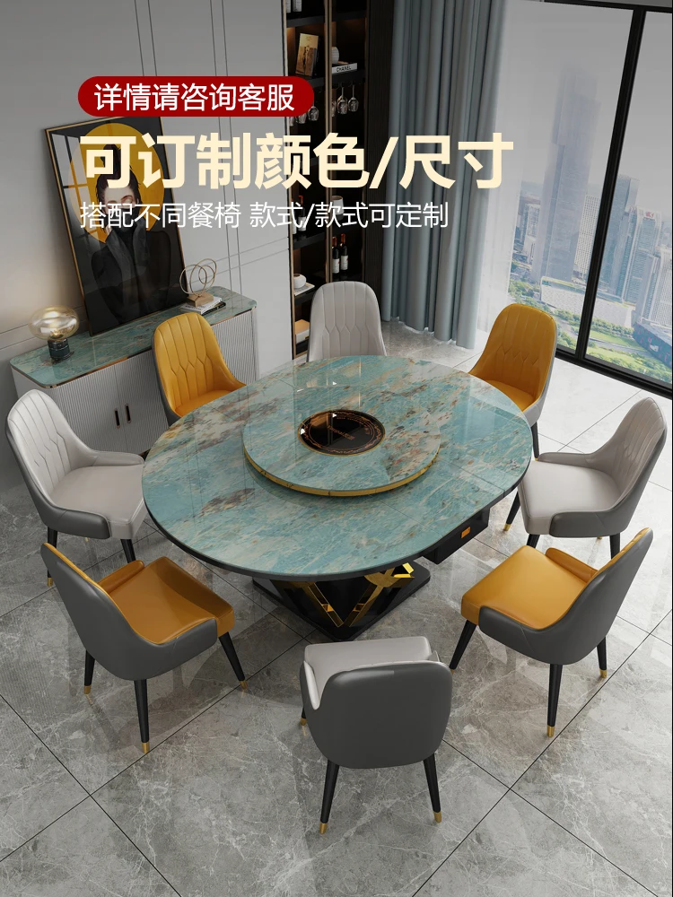 Bright slate dining table induction cooker small multifunctional telescopic turntable household tables and chairs