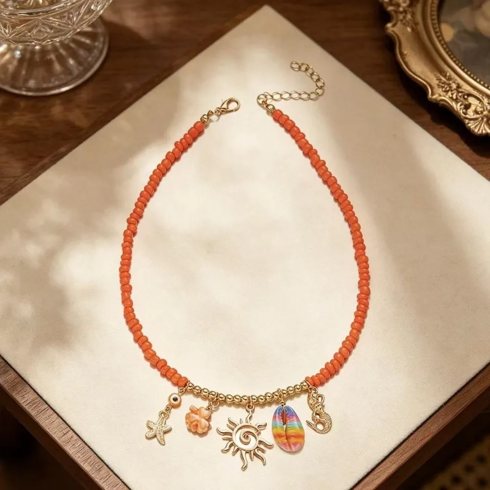 Gift Starfish Shell Necklace Sun Bohemian Beads Necklaces Coral Jewelry Pendant Choker Girl