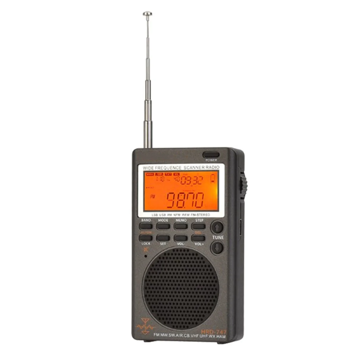 -747 Portable Multifunctional Convenient Full Band Digital Display DSP VHF/UHF Practical Channel Radio