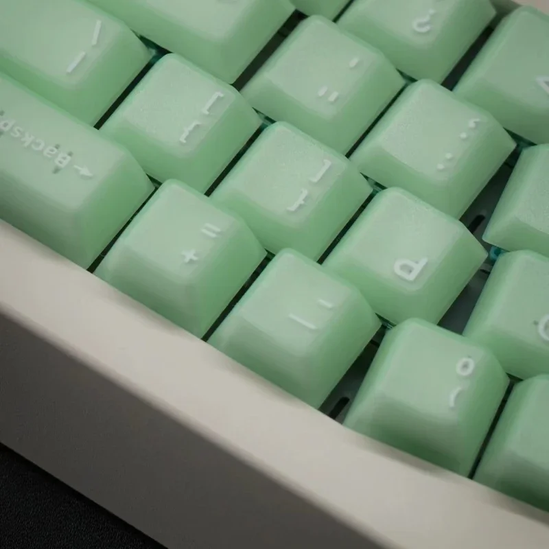 ECHOME-PBT Dye-Sublimação translúcido Keyboard Cap Set, Cyan Jade Tema, Perfil cereja, teclado mecânico