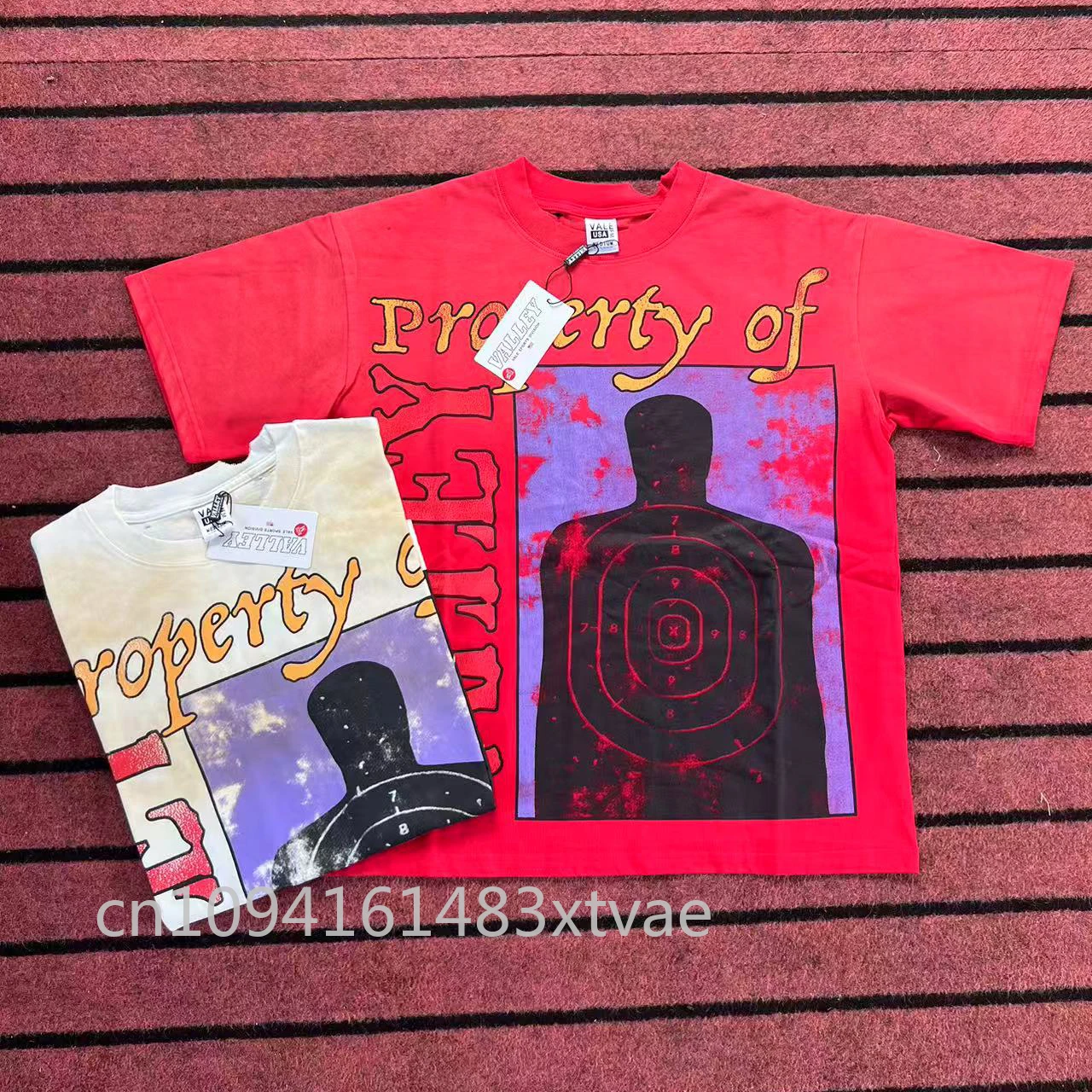 

Luxury Design Men's High Street T-shirts Retro Vale Bullseye Letter Print Tops Tees Designer Brand Men's Washed Valley T-shirts
