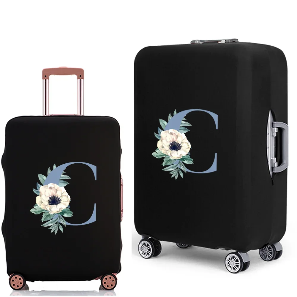 Thicken Luggage Case Protective Cover Blue Letter Pattern Travel Elastic Duffle Luggage Dust Cover for 18-28 Inch Suitcase 2022