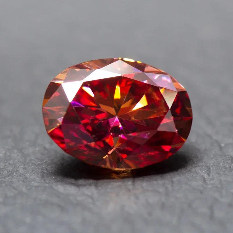 Pedra moissanite corte oval melancia cor vermelha laboratório criado diamante sintético diy jóias fazendo materiais com certificado gra