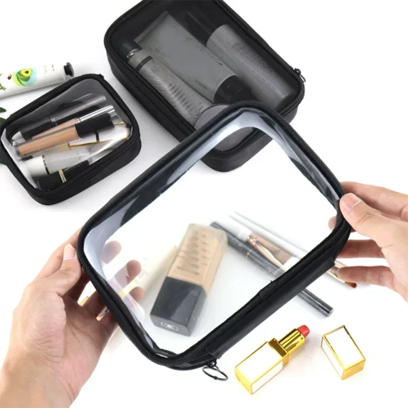 Black Transparent Cosmetic Bag Women Men Necessary Travel Organizer Makeup Bags Fashion Small Large Toiletry Bags Makeup Pouch