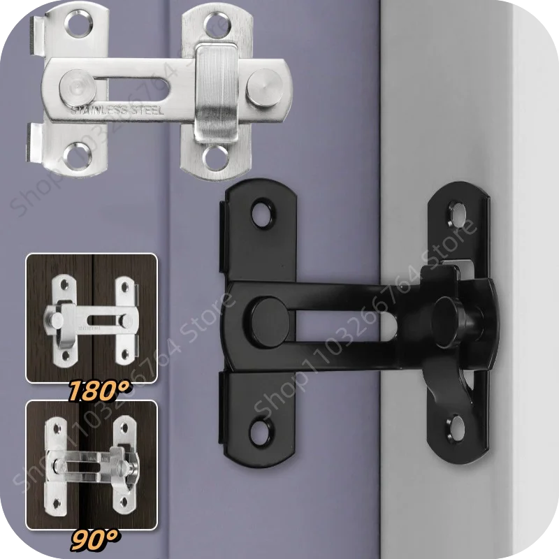 Stainless Steel Universal 90/180° Locking Latch Sliding Barn Door Lock Doors Windows Safety Security Home Anti-Theft Guard