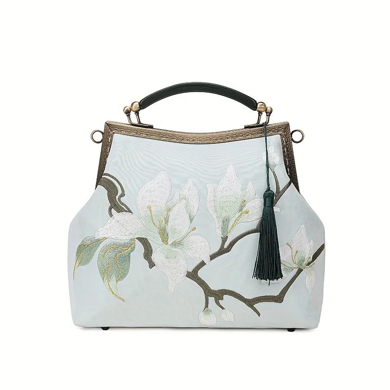 

Heavy Embroidered Ladies Party Dinner Handbag Exquisite Embroidered Tassel Hand Bag Elegant Evening Wear Shoulder Bag