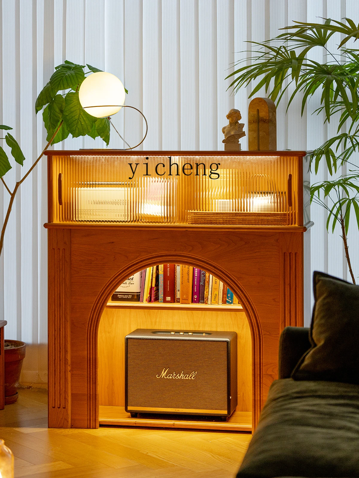 

LX Fireplace Cabinet Living Room Entrance Cabinet Solid Wood Fireplace Decorative Cabinet TV