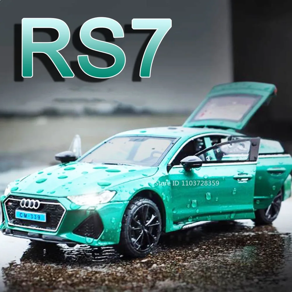 

1:24 RS7 A8 Игрушечные модели автомобилей, литые под давлением двери из сплава, открытый звук, свет, тянущая назад, амортизация, моделирование транспортных средств для детей, подарки