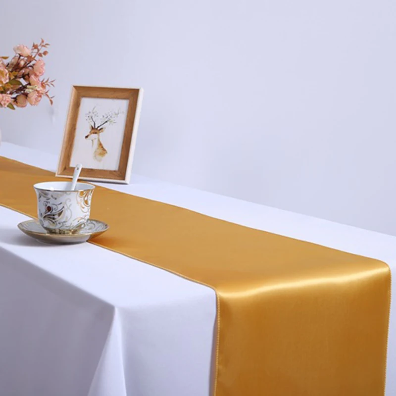 1pcs Solid Color Satin Table Runner Elegant Table Cover For Home Wedding Banquet Festival Party Catering Hotel Table Decoration