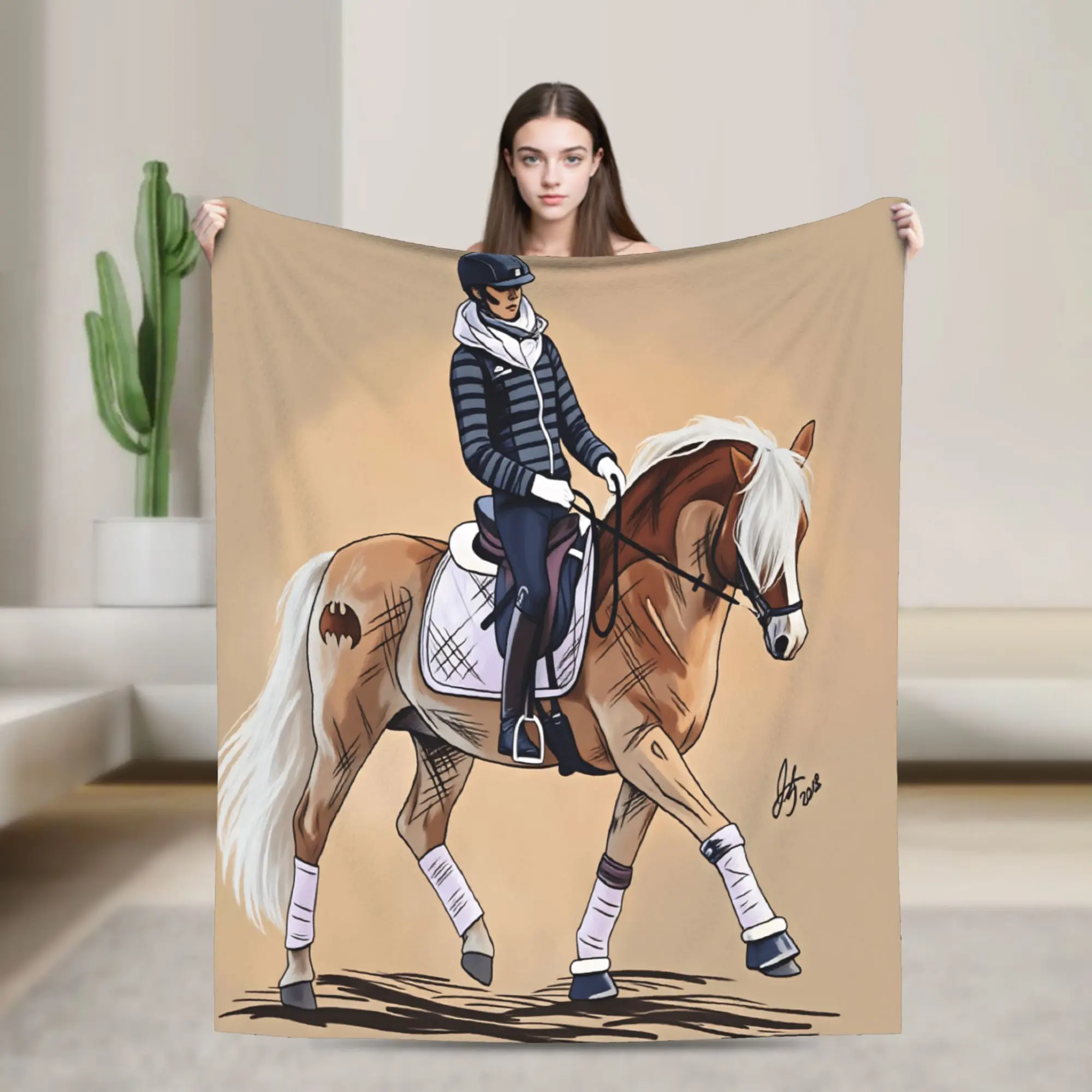 Equestrian Throw Blanket Super Soft Print Blanket  For Outdoor Camping Flannel Bedspread Bed Cover