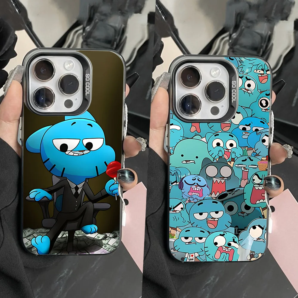 

A-Amazing World G-Gumball Phone Case For iPhone 16,15,14,13,12,11,Pro,Max,Plus,Mini,XS,SE Anti Fall Black Matte Hard Bumper