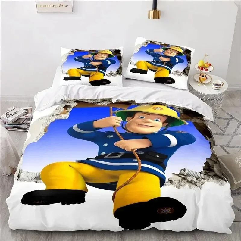 

Cartoon Fireman 3d Print Sam Bedding Set Duvet Cover with Pillowcase Single Double Twin Full Queen King Size Bedclothes