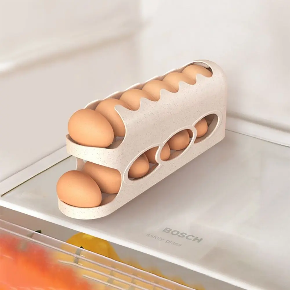 Plastic Automatic Egg Roller Large Capacity Space Saving Refrigerator Egg Storage Box Four Tier/Two Tier Egg Roller Rack