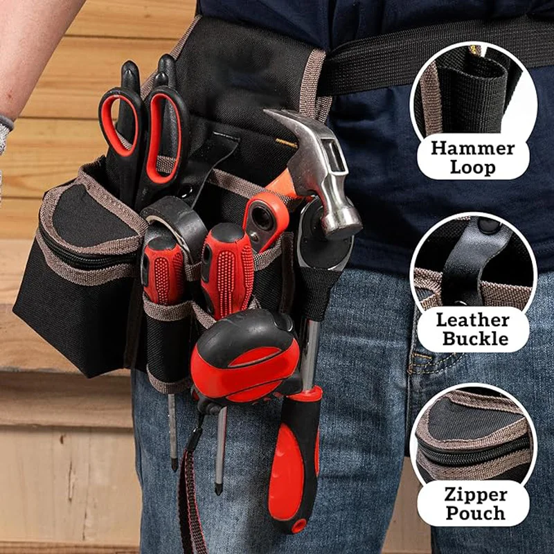 Multifunctional Tool Storage Bag Pouch Belt Hardware Electrician Toolkit Drill Waist Bag Wrench Screwdriver Tool Bags Organizer