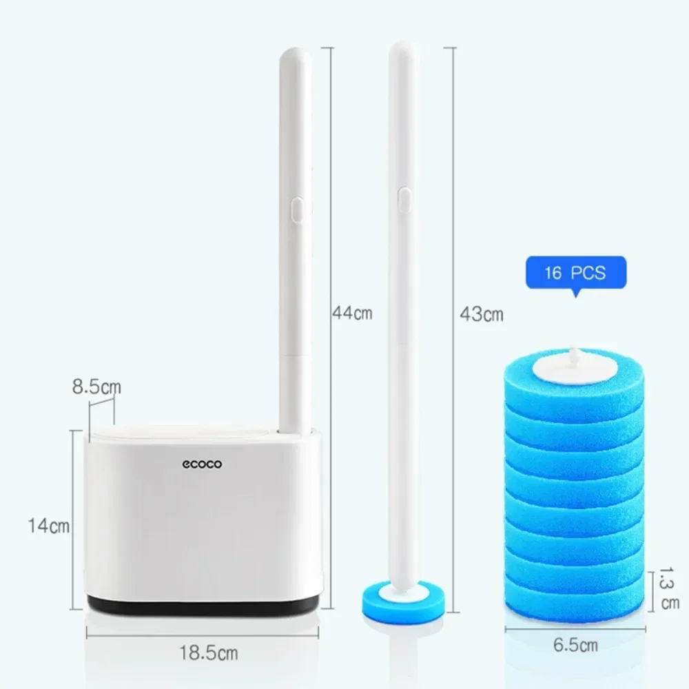 ECOCO Einweg-Toilettenbürste aus Kunststoff zur Wandmontage, selbstklebender WC-Bürstenhalter, Ersatzbürstenkopf, Badezimmer-Reinigungswerkzeuge