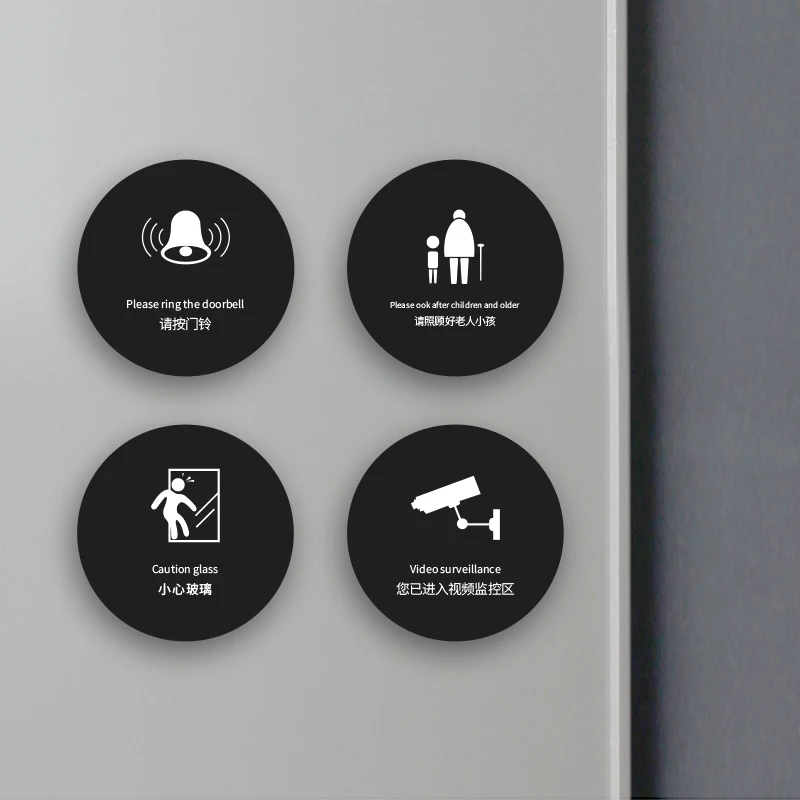 Acrylic Signboard Push and Pull Sliding Door Warning Sign Be Careful of Slippery Glass No Smoking Please Ring The Doorbell Sign