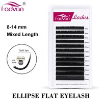 Fadvan Ellipse Flat C/D Curl 8-14 Mixed Length Lashes Extensions Mink Black Flat Semi-permanent Ellipse Wires Eyelash