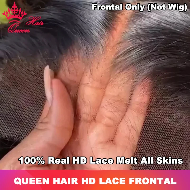 Queen Hair Real HD Frontal/Closure Only Invisible Melt Skin Lace 13x6 13x4 4x4 5x5 6x6 7x7 Raw Human Hair Body Wave & Straight