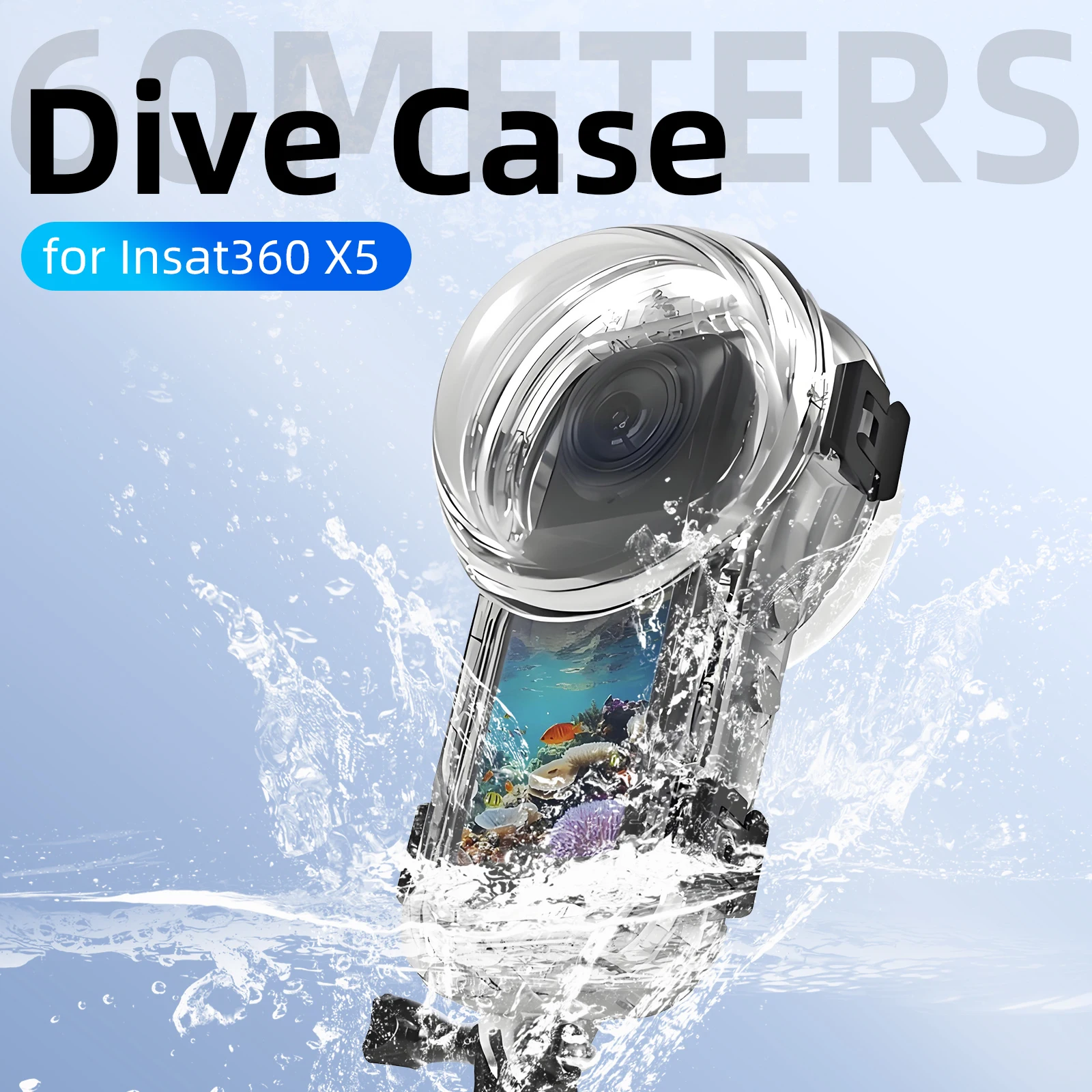 

Невидимый чехол для дайвинга для Insta360 X5, водонепроницаемый корпус 60 м/197 футов, чехол для подводного дайвинга, аксессуары для Insta 360 X5