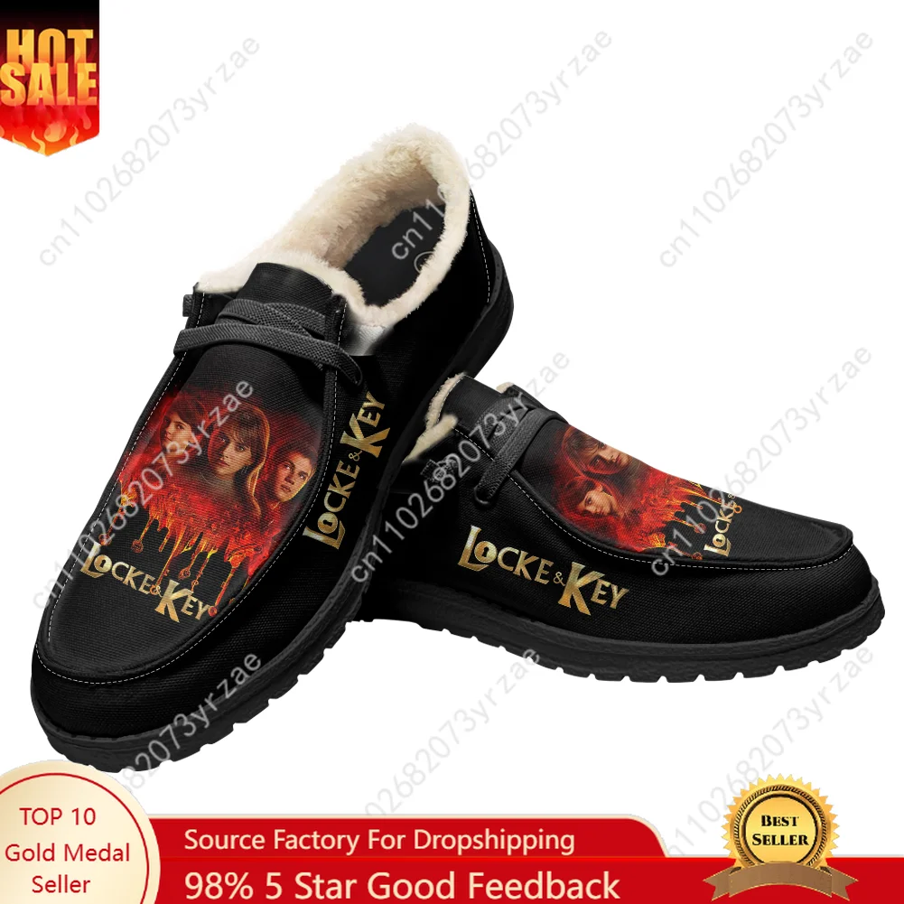 

Locke & Key Velvet Flat Shoes Mens Womens Warm Shoe Indoor Outdoor Light Shoe Personalized Fashion Print Customize Couple Shoes