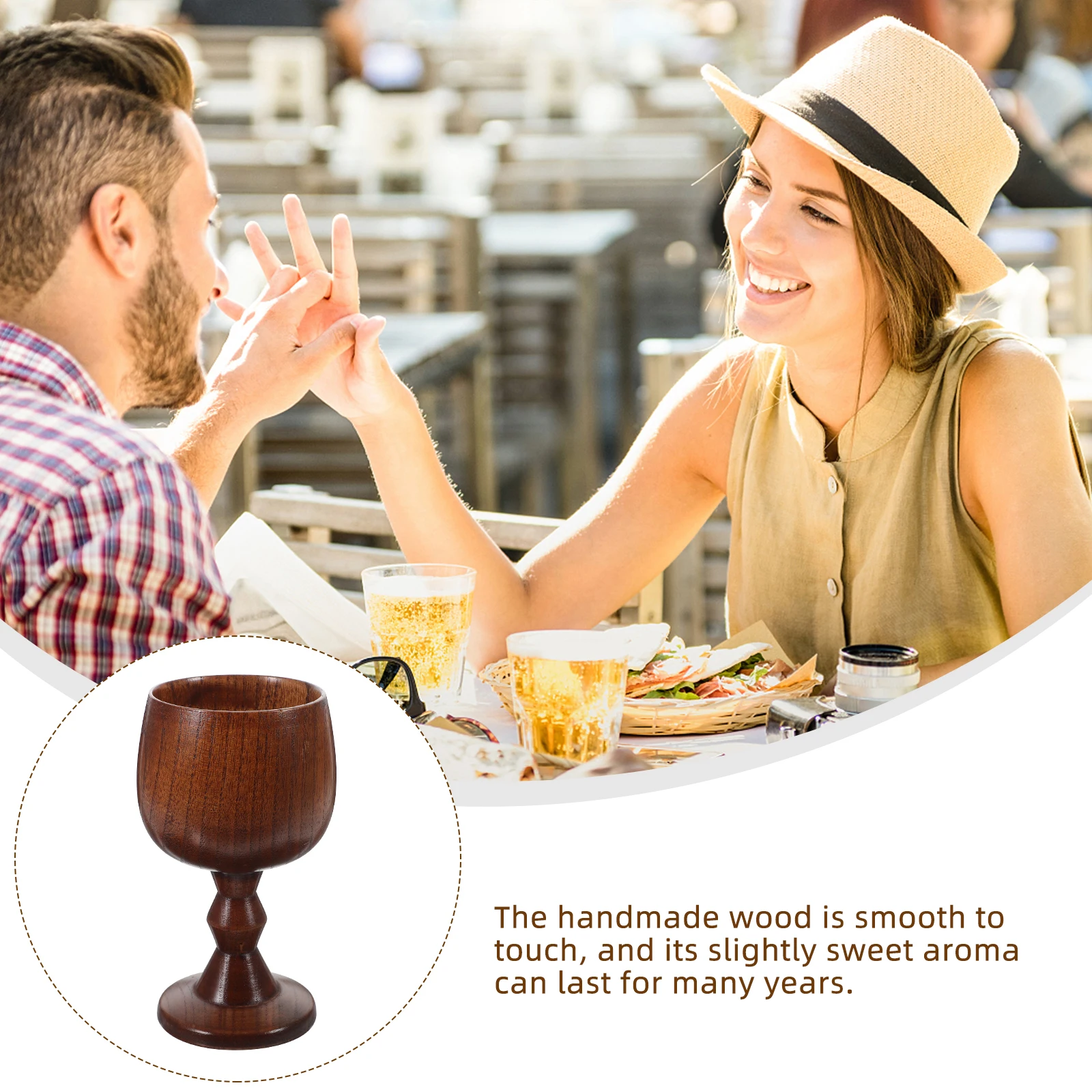 

Vintage Handmade Wooden Wine Goblet Smooth Touch Aroma Lasting Years Natural Durability Interlocking Grains Anti Home Kitchen