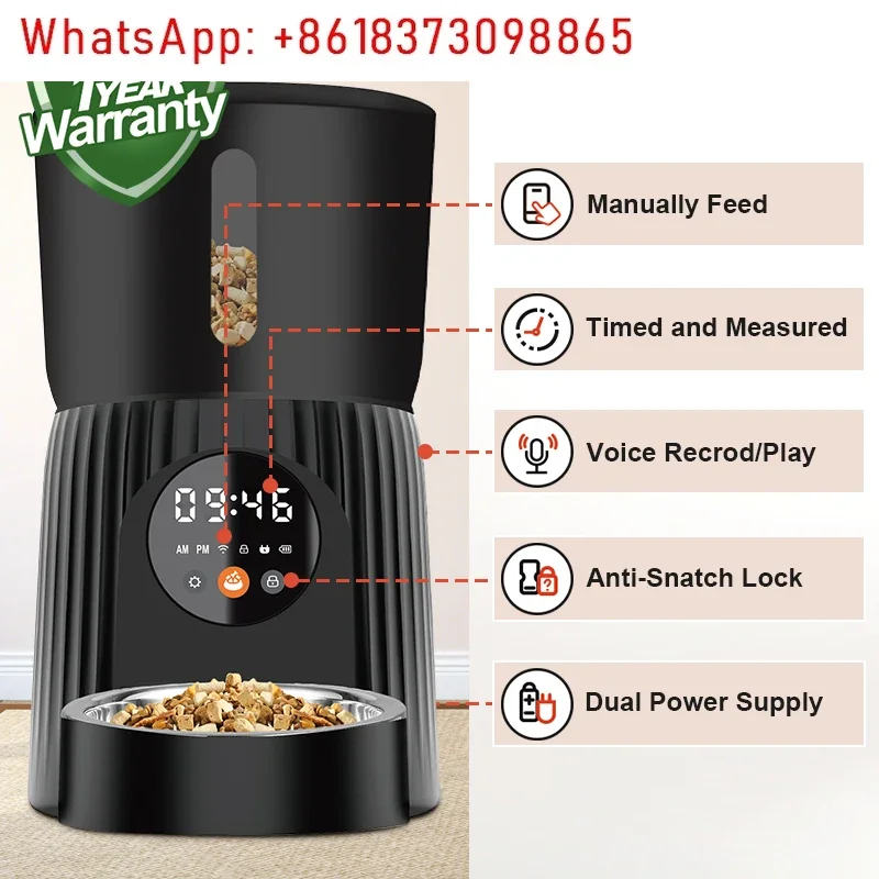 Tuya applies dog and cat feeder automatic smart remote control connection 4L automatic pet food bowl with camera