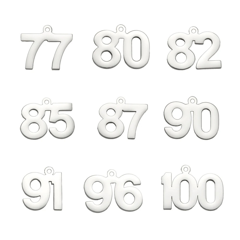 My Shape 1-25 Numbers Charms Stainless Steel Lucky Number Pendant for Necklace Bracelet Jewelry DIY Accessories Wholesale 10pcs