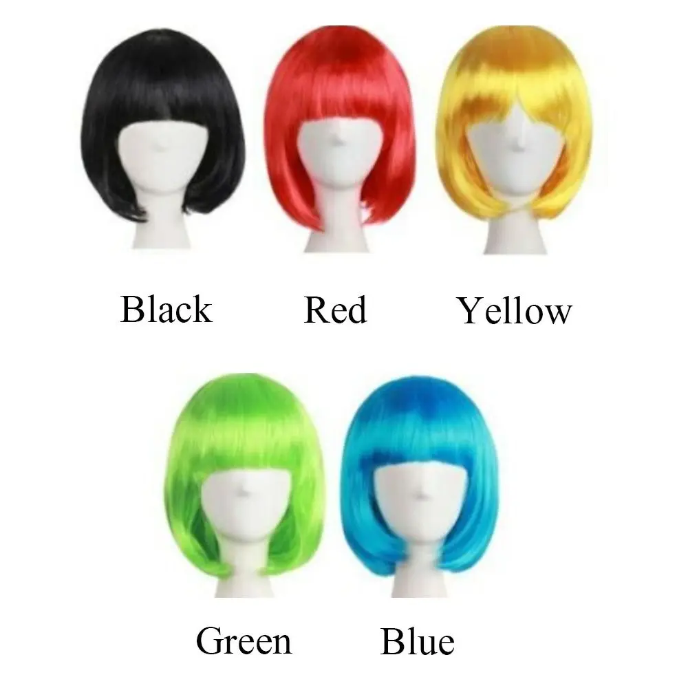 Multiple Color Full Wig Fashion Short Straight Hair Synthetic Hair Bob Wig image 5