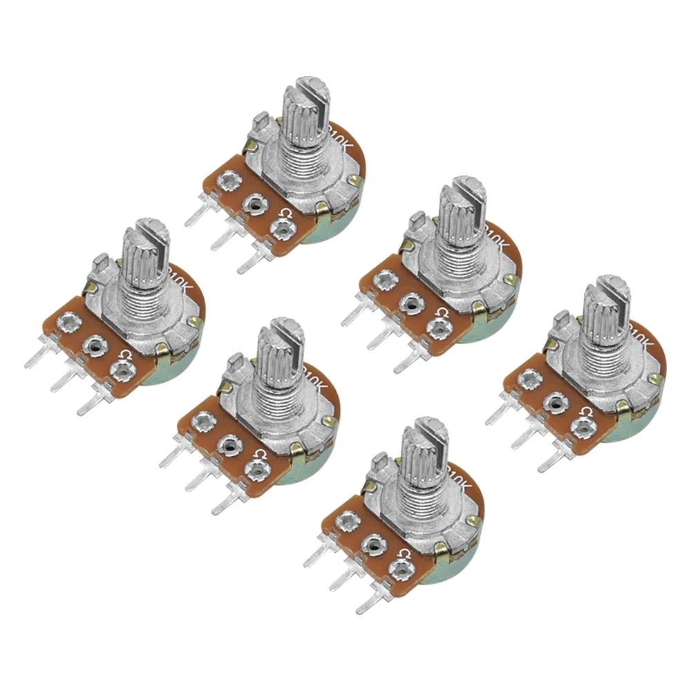 10PCS WH148 Linear Potentiometer B1K B2K B5K B10K B20K B50K B100K B250K B500K B1M 15mm Shaft With Nuts Washers 3pin WH148